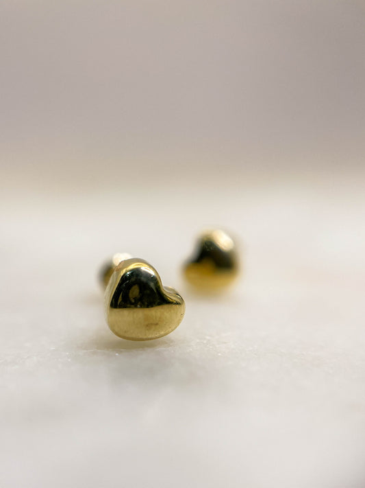 Broqueles corazón oro 10k