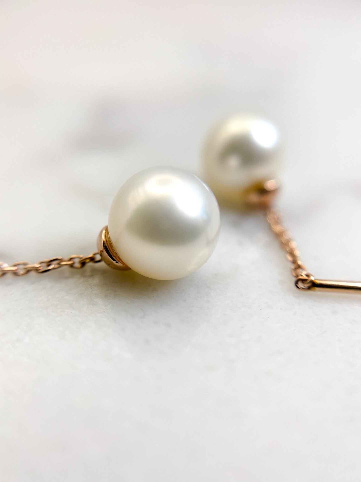 Aretes perlas largas oro 14k