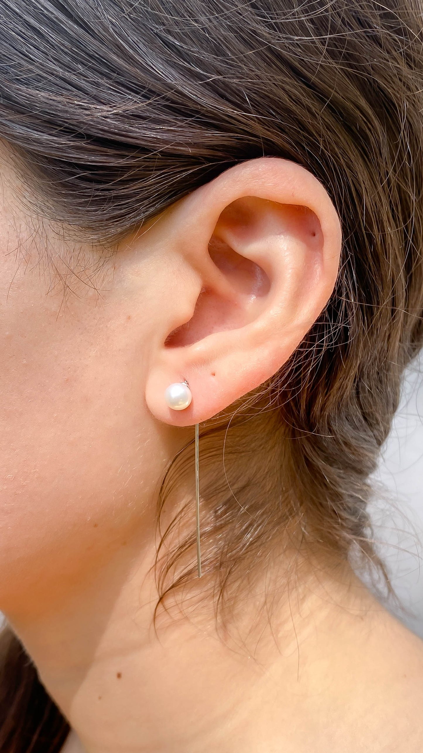 Aretes perlas largas oro 14k