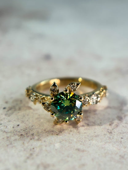 Anillo flores en oro amarillo y oro blanco 14k