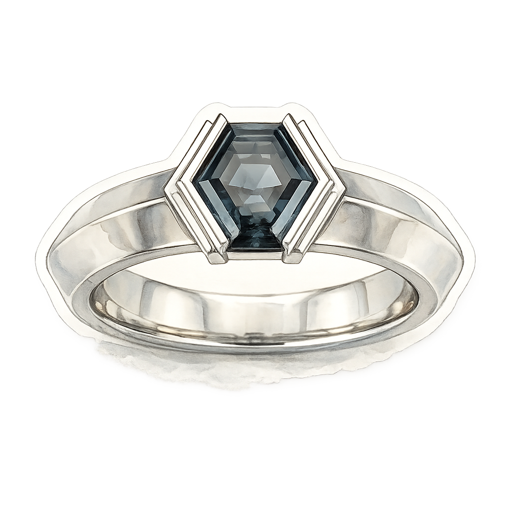 Gem drop #1: Espinela gris en corte fancy hexagonal