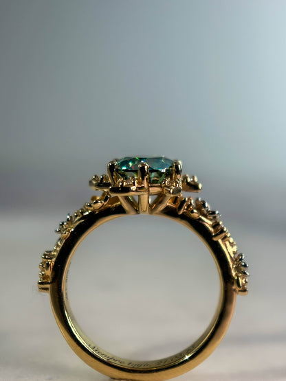 Anillo flores en oro amarillo y oro blanco 14k