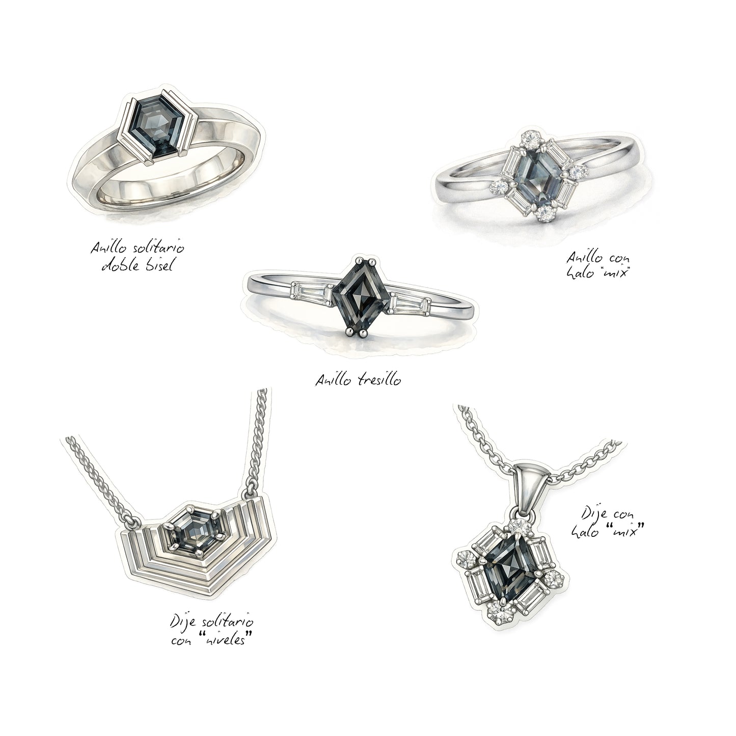 Gem drop #1: Espinela gris en corte fancy hexagonal